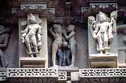 Erotic decoration of Khajuraho temples. India.