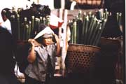 Woman from Akha hill tribe at Muang Sing market. Laos.