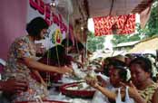 Sweet sellers at Nat festival. Myanmar (Burma).
