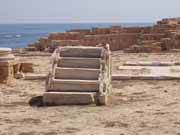 Archaeological Site of Sabratha, Phoenician trading-post was part of the Numidian Kingdom of Massinissa before being Romanized and rebuilt in the 2nd and 3rd centuries A.D. Libya.