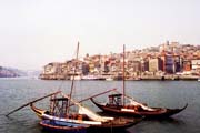 Boats with Porto wine barrels, Porto. Portugal.