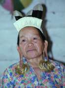 Dayak women in traditonal costume in Long Uro village. Kalimantan,  Indonesia.