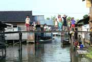 Life on river channels in Banjarmasin. Kalimantan, Indonesia.