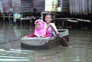 Life on river channels in Banjarmasin. Kalimantan, Indonesia.