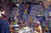 Cloth section is very varicoloured, Djenn city. Mali.