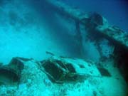 Diving around Biak islands, Catalina wreck dive site. Papua, Indonesia.