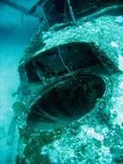 Diving around Biak islands, Catalina wreck dive site. Papua, Indonesia.