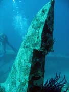Diving around Biak islands, Catalina wreck dive site. Papua, Indonesia.
