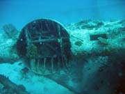 Diving around Biak islands, Catalina wreck dive site. Papua, Indonesia.