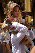 Novitiation ceremony at Shwedagon Paya, Yangon. Myanmar (Burma).