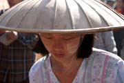 Woman from Intha tribe at Inle Lake market. Myanmar (Burma).