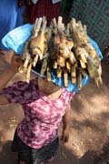 Snack to bus, area south of Yangon. Myanmar (Burma).