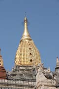 The Temples of Bagan cover an area of 16 square miles. The majority of its buildings were built in the 1000s to 1200s, during the time Bagan was the capital of the First Burmese Empire. Myanmar (Burma).