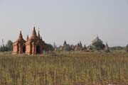The Temples of Bagan cover an area of 16 square miles. The majority of its buildings were built in the 1000s to 1200s, during the time Bagan was the capital of the First Burmese Empire. Myanmar (Burma).