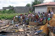 Wharf and market at Abomey-Calavi town at lakeside of Lake Nokou. Benin.