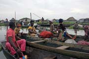 Morning floating market at Ganvi town. Benin.
