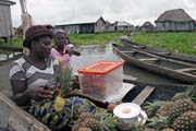 Morning floating market at Ganvi town. Benin.