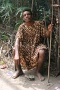 Pygmy village down to the Lobe River. The Pygmy people are forest dwellers, know the forest, its plants and its animals. They live by hunting animals such as antelopes, pigs and monkeys, fishing, and gathering honey, wild yams, berries and other plants. Cameroon.