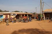 Motorcycle taxis at N'Gaoundr town. Cameroon.