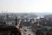 View to Mala Strana and Vltava river brigdes, Praha. Czech Republic.