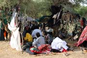 Men from nomadic Wodaab tribe (also called Bororo) prepare themselves for Yaake dance. Gerewol festival. Niger.