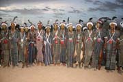 Men from nomadic Wodaab tribe (also called Bororo) are performing their beauty dance called Yaake at their Gerewol festival. Niger.