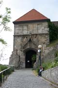 Bratislava Castle from 13th century is massive rectangular building with four corner towers. The Castle is located on the top of the hill of the Little Carpathians directly above the Danube river in the middle of Bratislava. Slovakia.