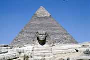 The Sphinx and the Pyramid of Chephren. Egypt.