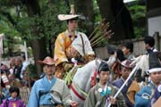 Tsurugaoka Hachiman-gu Shrine Reitaisai (Annual Festival). Today is held Yabusame - traditional japanese horseback archery. Kamakura town. Japan.