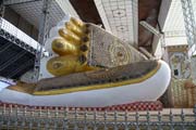 Famous reclining Buddha (55m long, 16m high) - Shwethalyaung Buddha, Bago town. Myanmar (Burma).