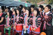 People of Lahu tribe - their New Year celebration, Kengtung town. Myanmar (Burma).