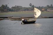 Fishermen, travel from Sittwe town to Mrauk U. Myanmar (Burma).