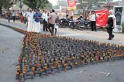 Firework at Durban Hall Rd, Ernakulam Shiva Temple Festival (Ernakulathappan Uthsavam). Ernakulam, Kerala. India.