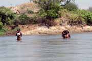 There is no bridge... Tsiribihina river. Madagascar.