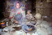 Coffee preparation during coffee ceremony. Local village at Simien mountains. Ethiopia.