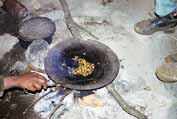 Coffee preparation during coffee ceremony. Local village at Simien mountains. North,  Ethiopia.