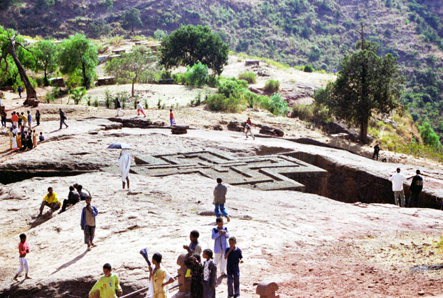 Stone church St. George in Lalibela. North,  Ethiopia.