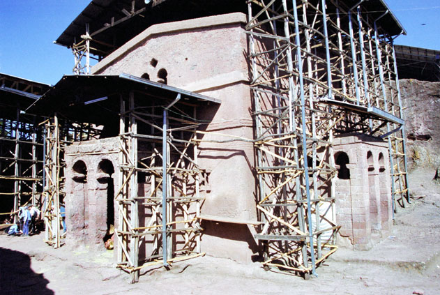 Stone church at Lalibela. North,  Ethiopia.