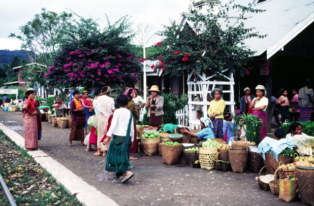 At railway station. Area around Kalaw village. Myanmar (Burma).