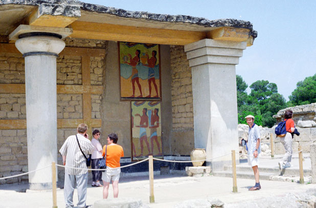 Knossos, the capital of the Minoan culture. The first palace of Knossos was built around 1900 B.C., Crete. Greece.