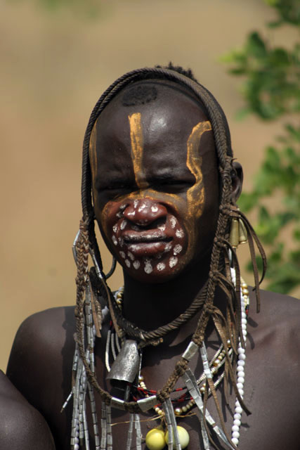 Mursi man. South,  Ethiopia.