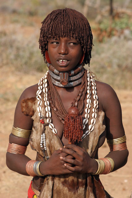 Hamar people at Turmi market. South,  Ethiopia.