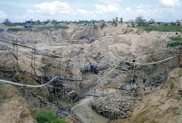 Diamond mining field in Cempaka. Kalimantan,  Indonesia.