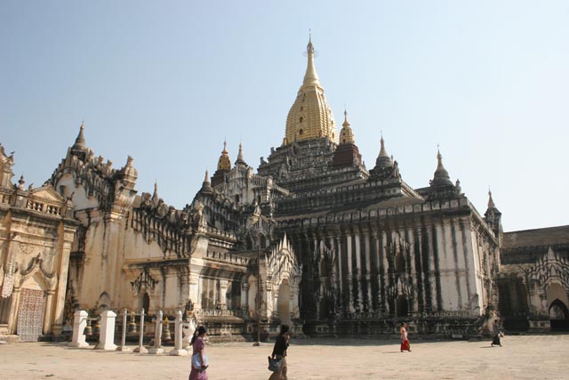 The Temples of Bagan cover an area of 16 square miles. The majority of its buildings were built in the 1000s to 1200s, during the time Bagan was the capital of the First Burmese Empire. Myanmar (Burma).