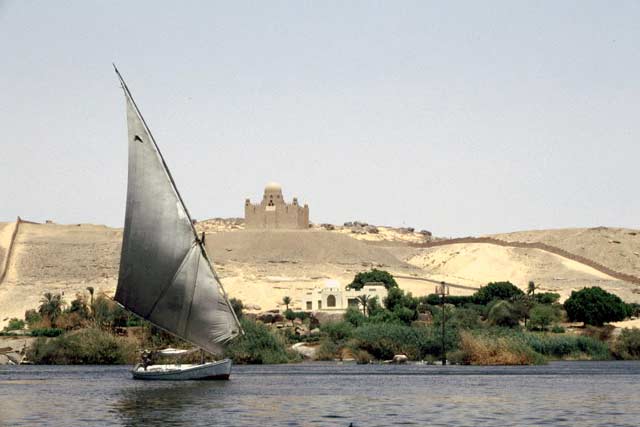 Felluca on the Nil river in Aswan. Egypt.