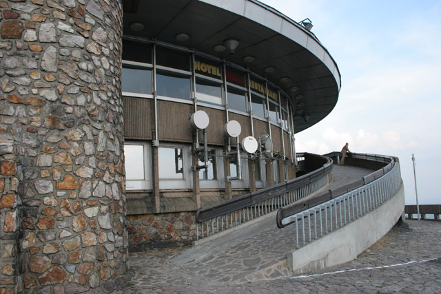 Jested building combines the radio-communication tower together with hotel and restaurant. Czech Republic.