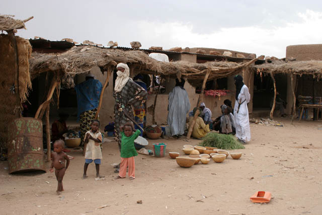 Center and market place of In-Gall town. Niger.