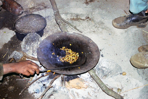 Coffee preparation during coffee ceremony. Local village at Simien mountains. North,  Ethiopia.